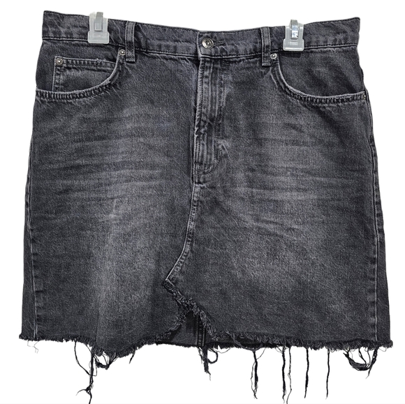 Free People Dresses & Skirts - Free People We The Free Hallie Black Denim Mini Skirt Raw Hem Size 31
